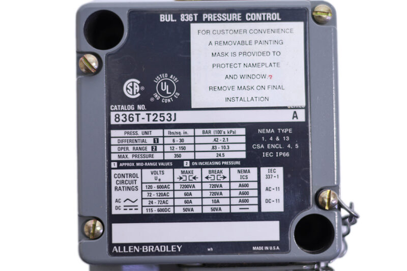 ALLEN-BRADLEY 836T-T253J PRESSURE SWITCH - Image 4