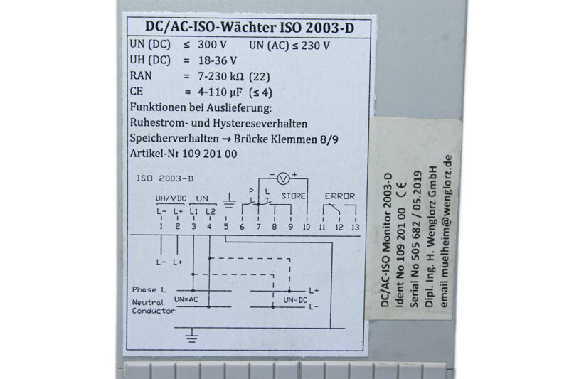 WENGLORZ ISO 2300-D GUARD INSULATION MONITORING