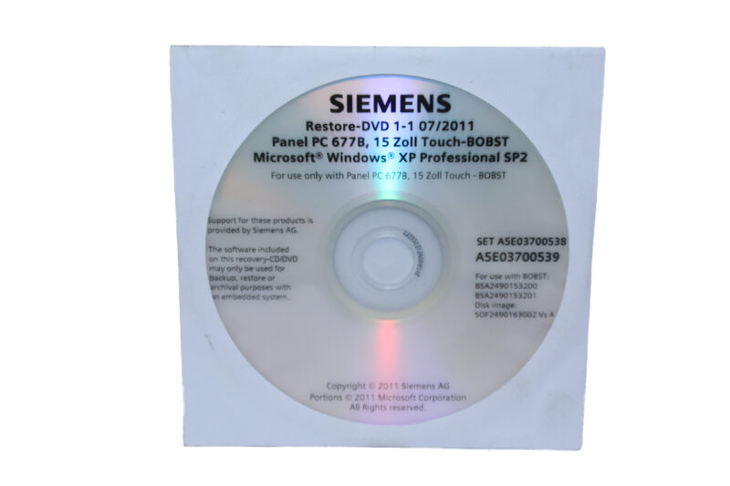 SIEMENS A5E03700539 RESTORE DVD 1-1 SET A5E03700538 - Image 3