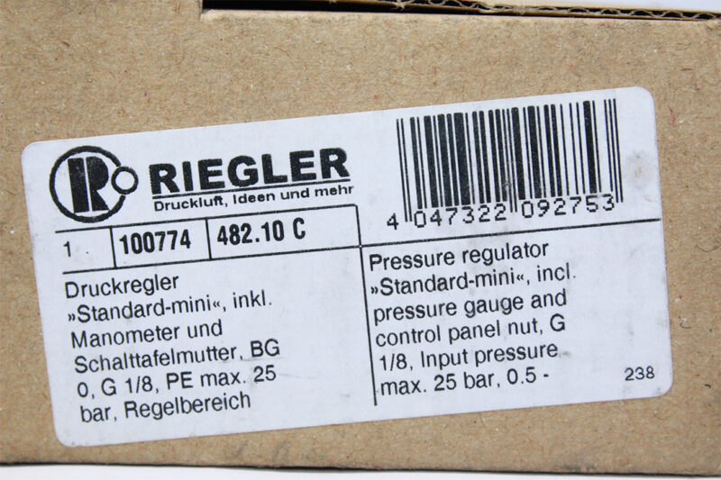 RIEGLER 482.10C PRESSURE REGULATOR 100774
