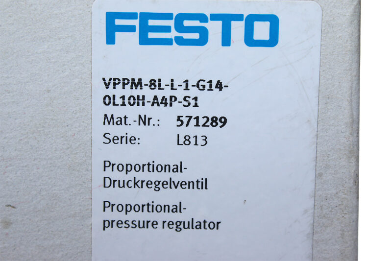 FESTO VPPM-8L-L-1-G14-0L10H-A4P-S1 PROPORTIONAL PRESSURE REGULATOR 571289