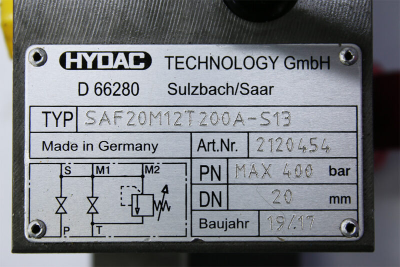 HYDAC SAF20M12T200A-S13 SAFETY AND SHUT-OFF BLOCK 2120454