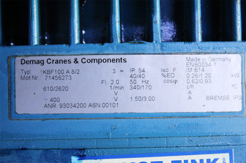 DEMAG KBF 100 A 8/2 CONICAL-ROTOR BRAKE MOTOR