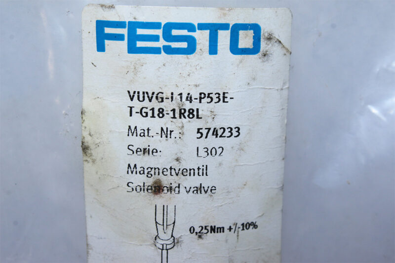FESTO VUVG-L14-P53E-T-G18-1R8L SOLENOID VALVE 574233