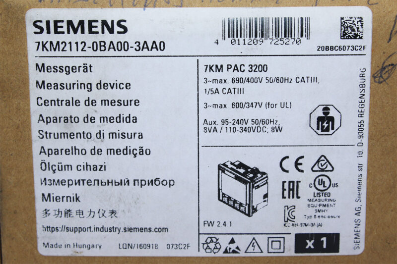 SIEMENS 7KM2112-0BA00-3AA0 MEASURING DEVICE PAC3200