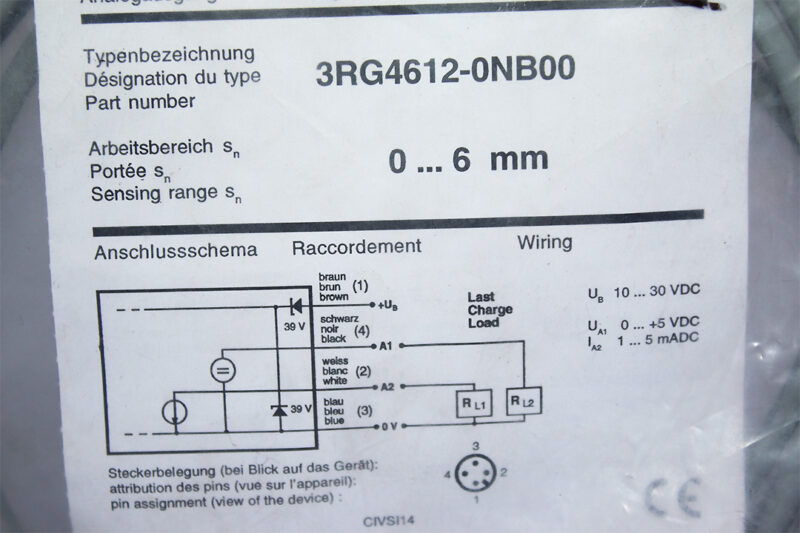 SIEMENS 3RG4612-0NB00 INDUCTIVE SENSOR