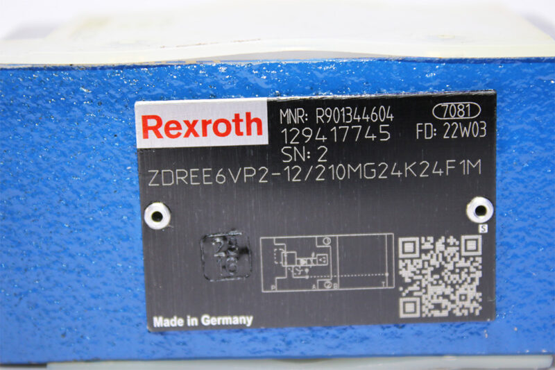 REXROTH R901344604 PROPORTIONAL PRESSURE CONTROL VALVE ZDREE6VP2-12/210MG24K24F1M