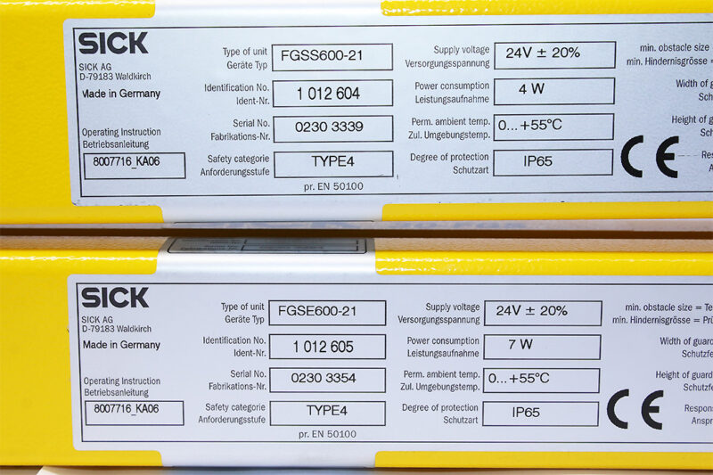 SICK FGSS600-21,FGSE600-21 SAFETY LIGHT CURTAIN 1012604,1012605 - Image 3