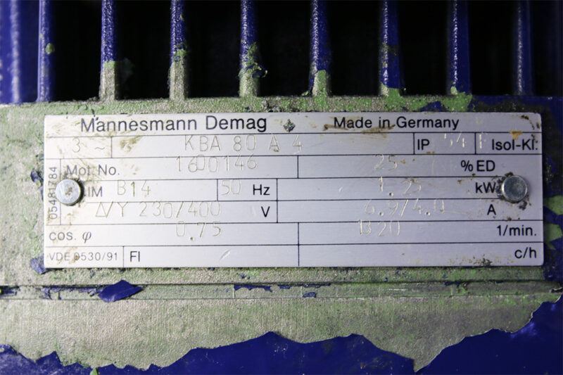 DEMAG KBA 80 A 4 CONICAL-ROTOR BRAKE MOTOR