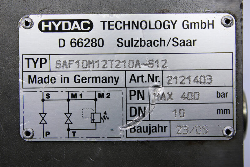 HYDAC SAF10M12T210A-S12 SAFETY AND SHUT-OFF BLOCK 2121403