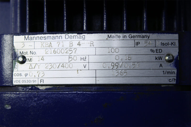 DEMAG KBA 71 B 4 R CONICAL-ROTOR BRAKE MOTOR