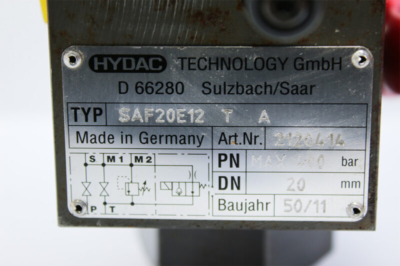 HYDAC SAF20E12 T A SAFETY AND SHUT-OFF BLOCK 2120414