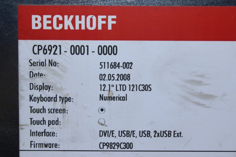 BECKHOFF CP6921-0001-0000 CONTROL PANEL - Image 2