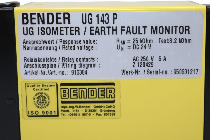 BENDER UG 134 P INSULATION MONITORING DEVICE - Image 2