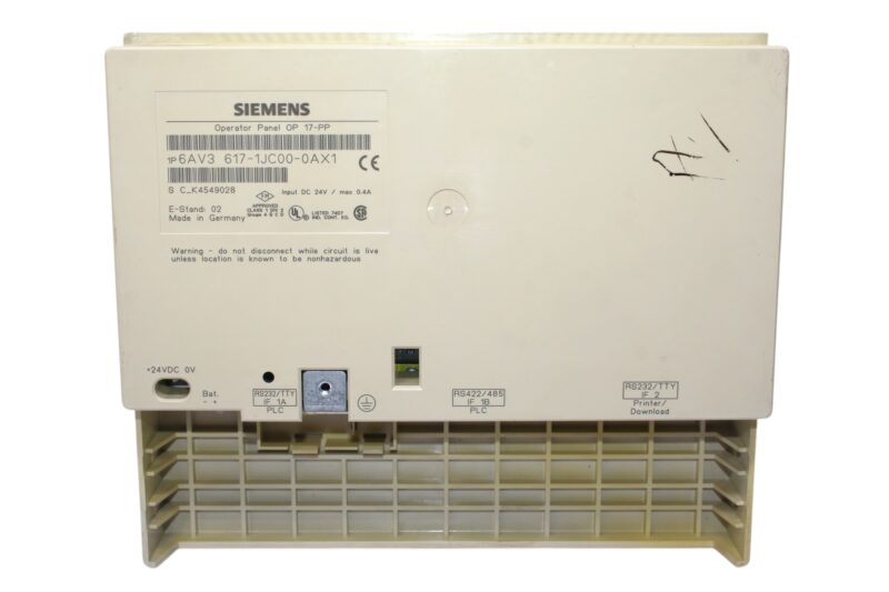 SIEMENS 6AV3 617-1JC00-0AX1 OPERATOR PANEL OP17 - Image 3