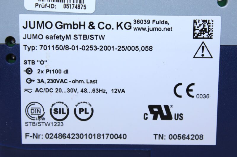 JUMO 701150/8-01-0253-2001-25/005,058 TEMPERATURE LIMITER - Image 3