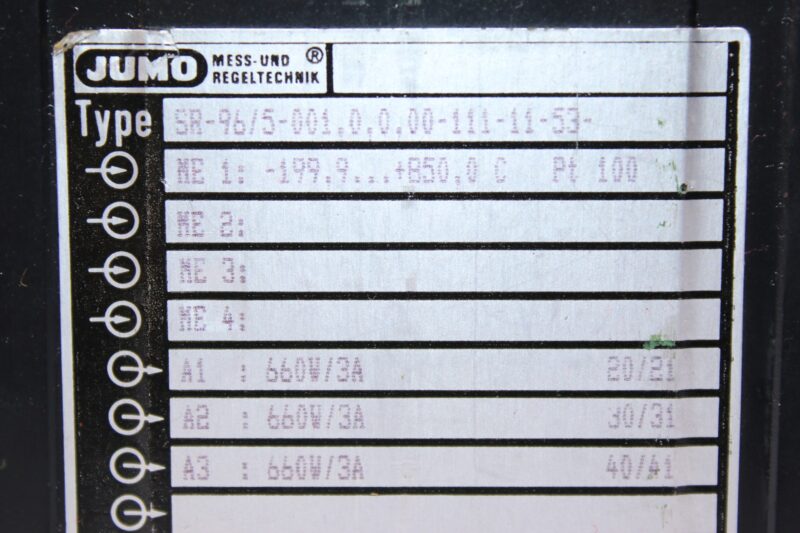 JUMO SR-96/5-001.0.0.00-111-11-53- DIGITAL PROCESS CONTROLLER - Image 2