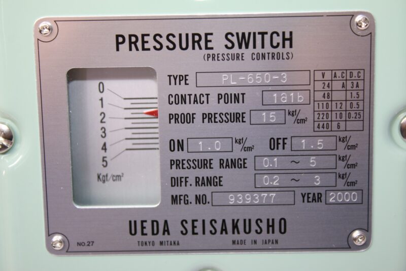 UEDA SEISAKUSHO	PL-650-3	PRESSURE SWITCH - Image 2