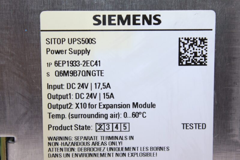 SIEMENS 6EP1933-2EC41 POWER SUPPLY - Image 2