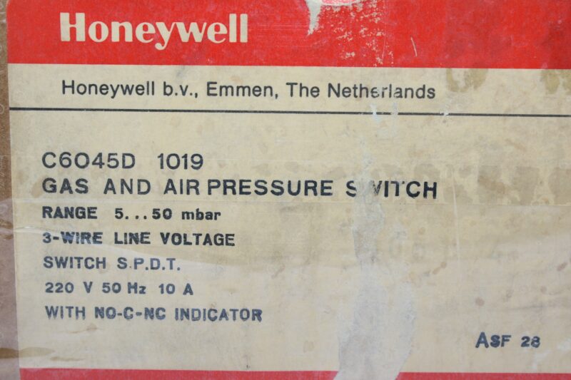 HONEYWELL C6045D 1019 GAS AIR PRESSURE SWITCH - Image 2
