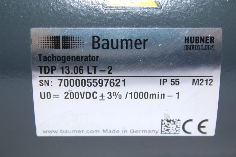 BAUMER TDP 13.06 LT-2 TACHOGENERATOR FS90 (1650 RPM) - Image 2