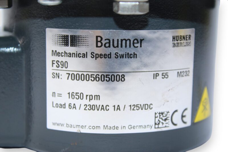 BAUMER TDP 13.06 LT-2 TACHOGENERATOR FS90 (1650 RPM) - Image 4