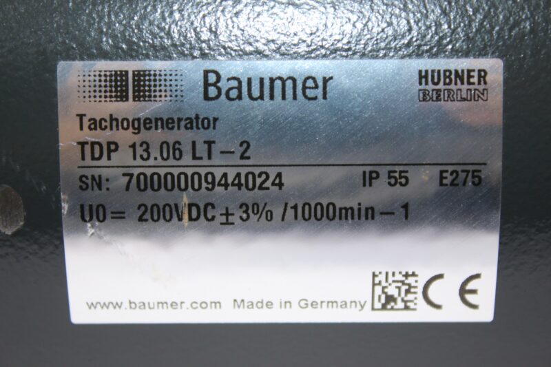 BAUMER TDP 13.06 LT-2 TACHOGENERATOR FS90 (2200 RPM) - Image 2