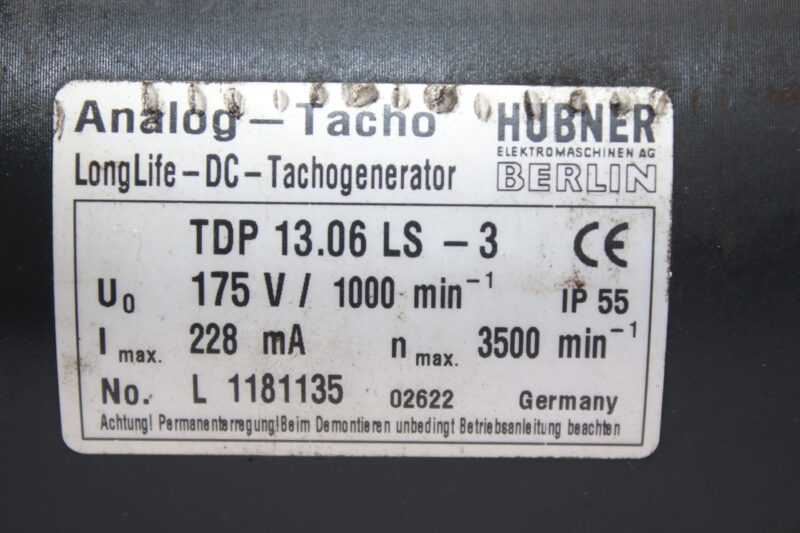 BAUMER TDP 13.06 LS-3 LONG LIFE-DC-TACHOGENERATOR FS162 - Image 2