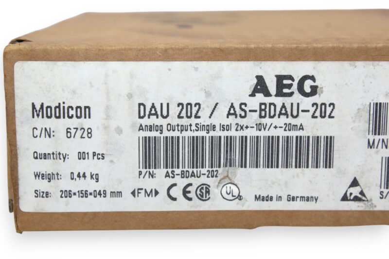 AEG DAU 202/AS-BDAU-202 ANALOG OUTPUT MODULE - Image 2