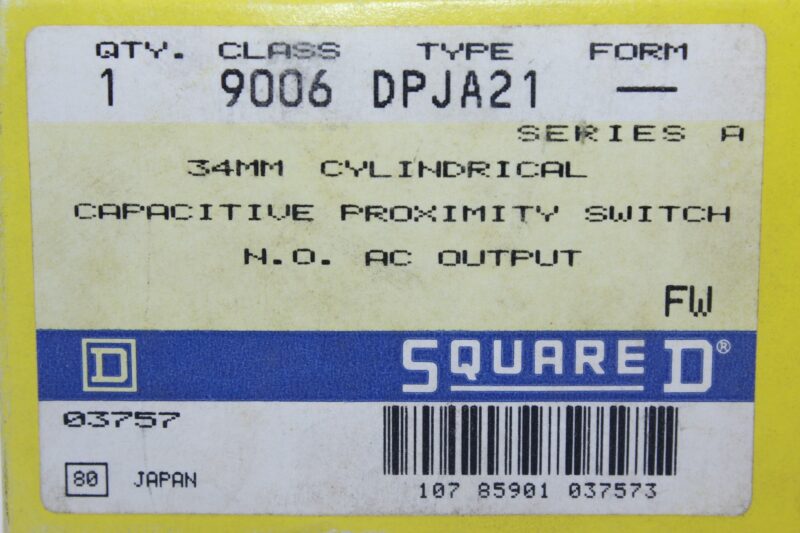 SQUARE D DPJA21 CAPACITIVE PROXIMITY SWITCH CLASS 9006 - Image 2