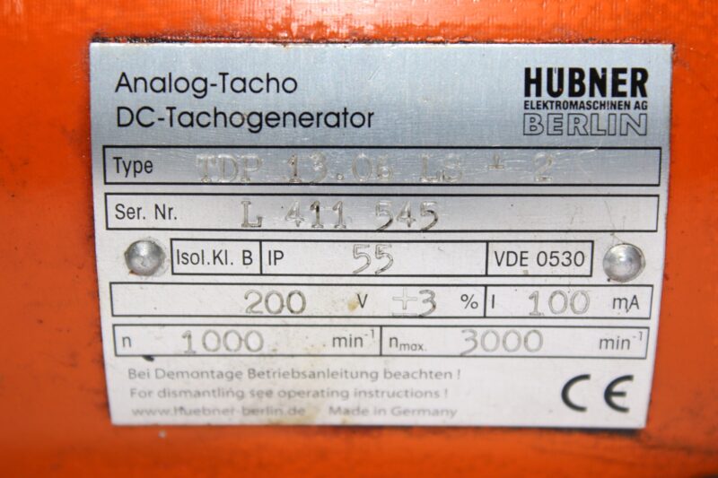 HUBNER BERLIN TDP 13.06 LS-2 TACHOGENERATOR‎ - Image 2