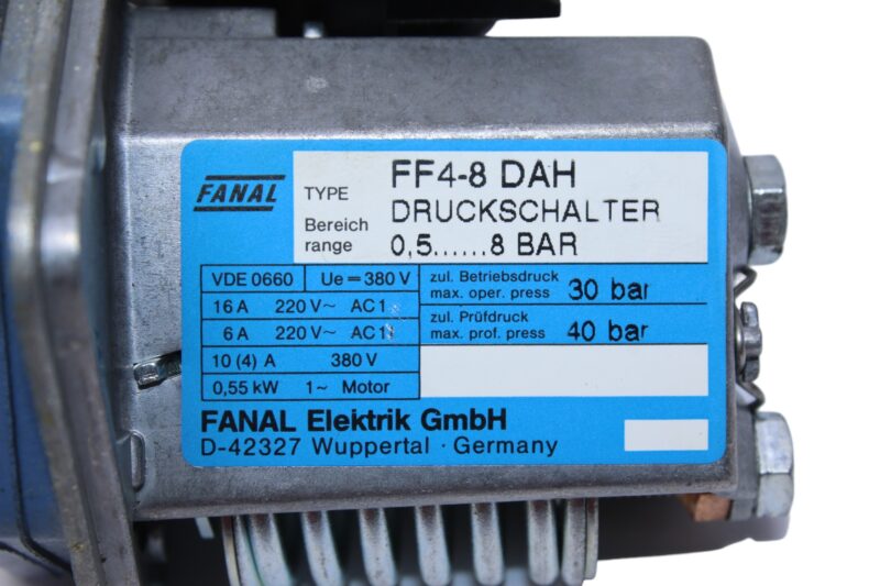 FANAL FF4-8DAH PRESSURE SWITCH 0.5-8 BAR - Image 2