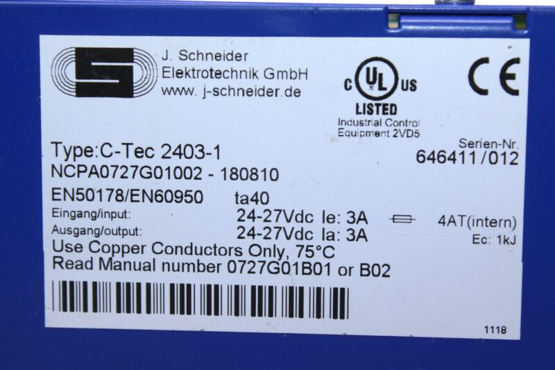 J.SCHNEIDER C-TEC 2043-1 DC POWER SUPPLY - Image 2