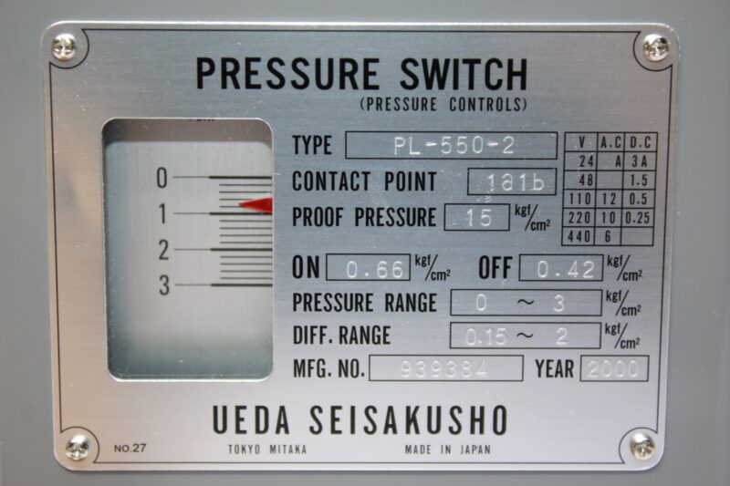 UEDA SEISAKUSHO PL-550-2 PRESSURE SWITCH - Image 3