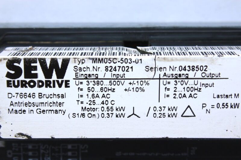 SEW MM05C-503-01 FREQUENCY INVERTER 8247021 0.55 kW - Image 2