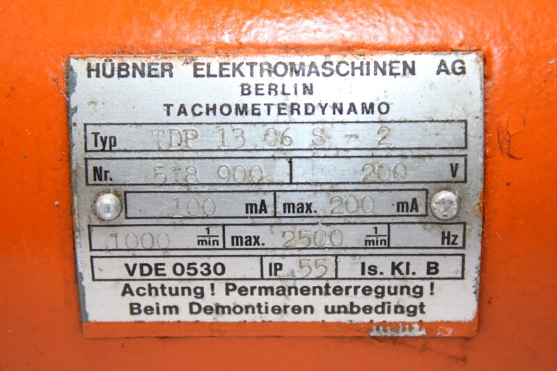 HUBNER BERLIN TDP 13.06 S-2 TACHOGENERATOR‎ - Image 2