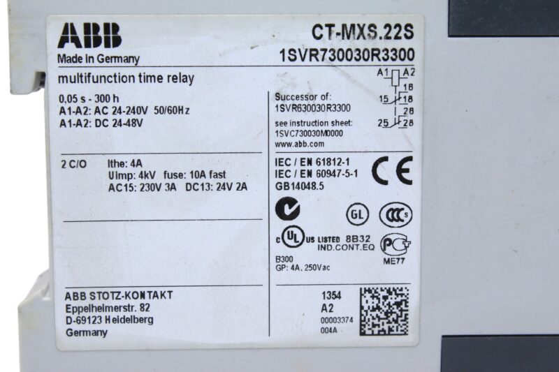 ABB CT-MXS.22 TIMER RELAY 1SVR730030R3300 - Image 2