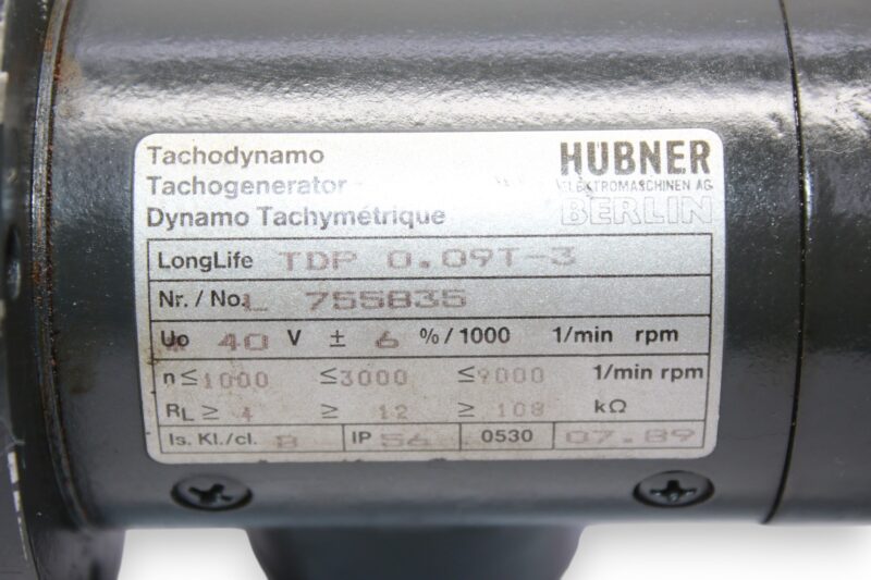 HUBNER BERLIN TDP 0.9T-3 TACHOGENERATOR‎ FSL - Image 4