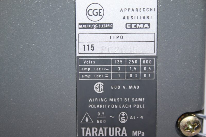 GENERAL ELECTRIC 115 PC2015 PRESSURE SWITCH - Image 3