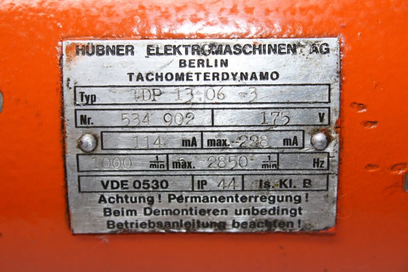 HUBNER BERLIN TDP 13.06-3 TACHOGENERATOR‎ - Image 2