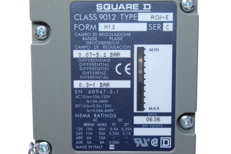 SQUARE D ACW-5 PRESSURE SWITCH CLASS 9012 - Image 3