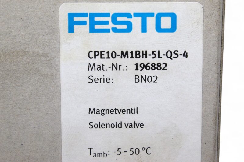 FESTO CPE10-M1BH-5L-QS-4 SOLENOID VALVE 196882 - Image 5