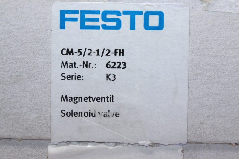 FESTO CM-5/2-1/2-FH SOLENOID VALVE 6223 - Image 6