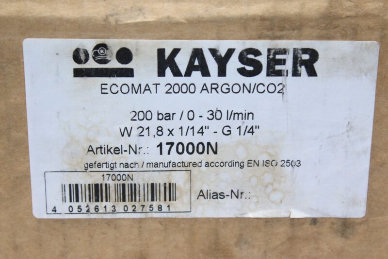 KAYSER 17000N FILTER REGULATOR Ecomat 2000, Argon/CO2 - Image 2