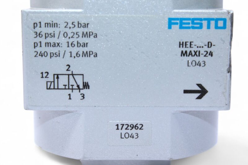 FESTO HEE-D-MAXI-24 SHUT OFF VALVE 172962 - Image 2