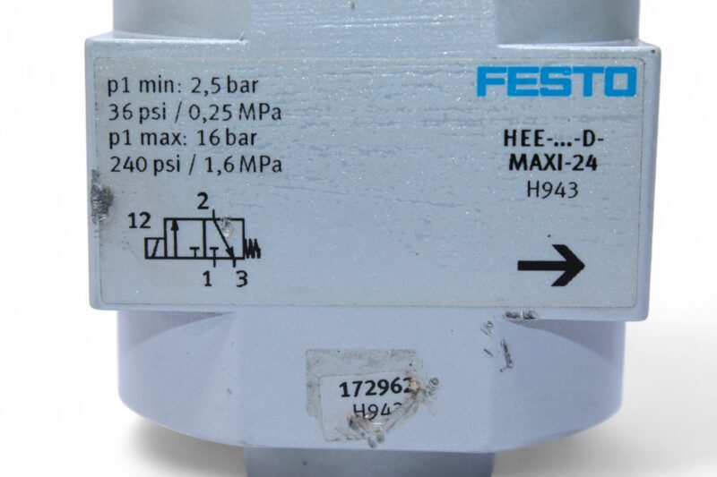FESTO HEE-D-MAXI-24 SHUT OFF VALVE 172962 - Image 2