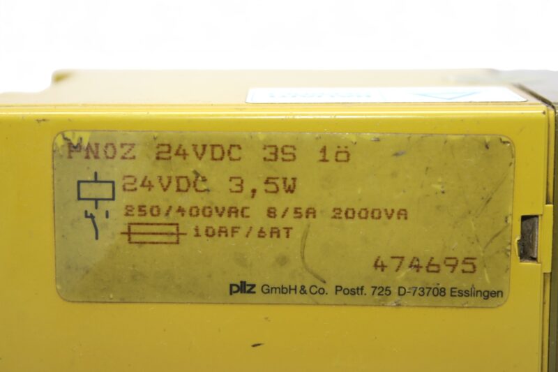 PILZ PNOZ 24VDC 3S 1O SAFETY RELAY 474695 - Image 2
