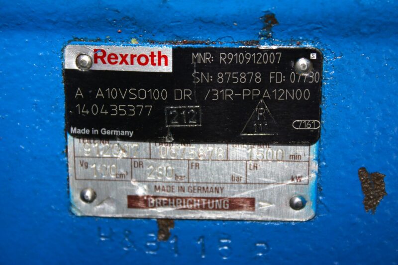 REXROTH R910912007 VARIABLE DISPLACEMENT PISTON PUMP A A10VSO100 DR /31R-PPA12N00 - Image 2
