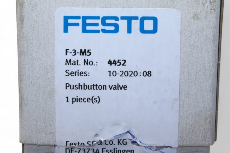 FESTO F-3-M5 PUSHBUTTON VALVE 4452 - Image 5