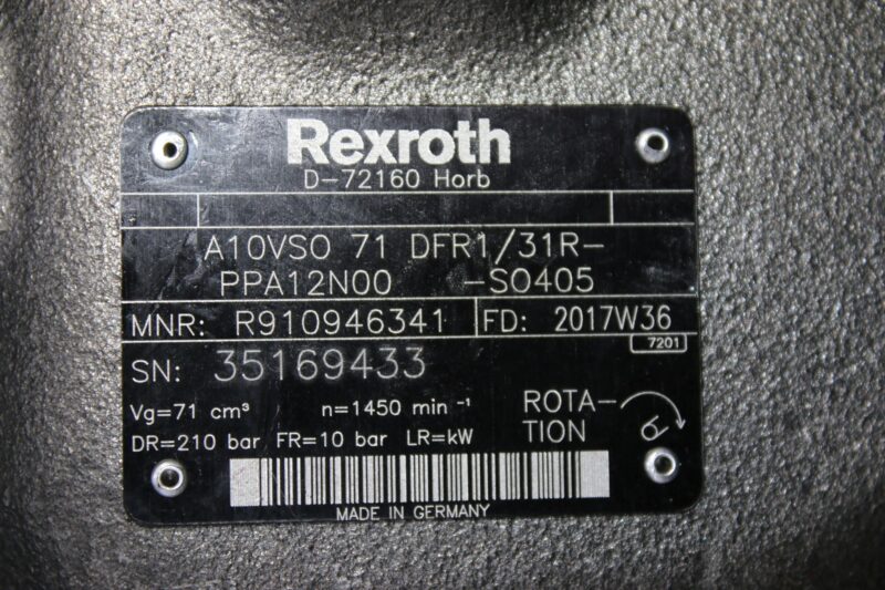 REXROTH R91094634 VARIABLE DISPLACEMENT PISTON PUMP A10VSO71DFR1/31R-PPA12N00-SO405 - Image 2